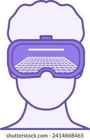 Colored Virtual Reality Icon. Vector Illustration of a Virtual Reality Headset on a Man. Technology Concept