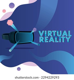 Colored virtual reality poster with glasses Vector