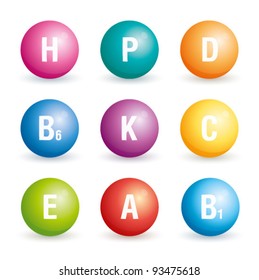 Colored vitamins capsules icons