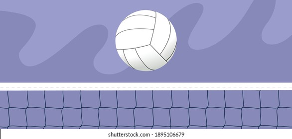 colored volleyball ball touching the volleyball net outdoors