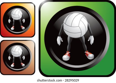 colored volleyball man web button