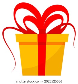colored voluminous gift box with ribbon. Holiday gift box. Vector illustration