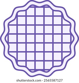 Colored Waffle Icon. Vector Illustration. Thin Dry Cookie with Print on the Surface. Sweet Pastry, Dessert. Fast Food Concept