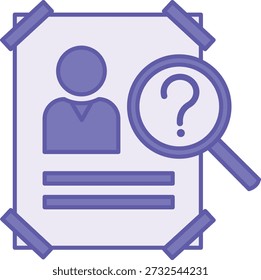 Icono de color Wanted. Ilustración vectorial. Cartel de Persona Buscada, Lupa con Signo de Interrogación. Investigación del crimen. Concepto de policía
