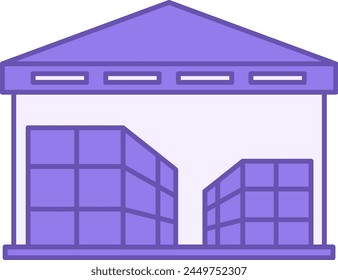 Colored Warehouse Icon. Vector Icon of Warehouse Building with Product. Safe Storage and Movement of Cargo. Architecture Concept