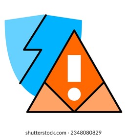 colored warning sign icon with lightning bolt and exclamation mark