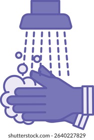 Colored Wash Hands Icon. Vector Illustration. Man Washing Hands with Soapy Foam and Water. Cleanliness, Disinfection. Hygiene Concept