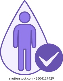 Colored Water Balance Icon. Vector Illustration. Water Ratio in the Human Body. Healthy Lifestyle. Nutrition Concept