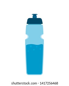 colored water bottle for sport and fitness. Silhouettes of aqua mineral water container. flat vector illustration on white background