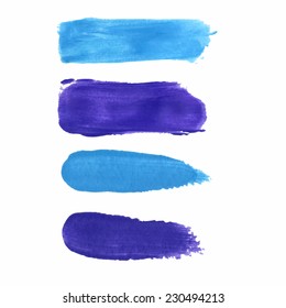  Colored watercolor brush strokes. Vector illustration