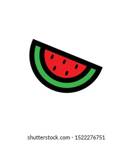 Colored watermelon line vector single icon