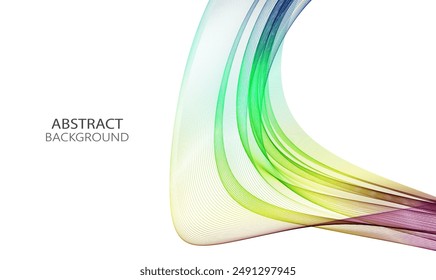 Líneas de curva de onda coloreadas sobre fondo blanco, elemento de diseño