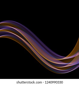 
Colored wave on a black background. Abstract flow of motion waves.