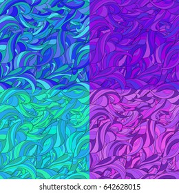Colored wave pattern in various colors such as blue, green, lilac, violet. Endless ornament.