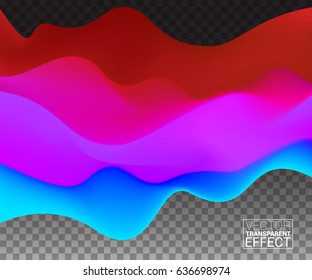 Colored Waves Warm Cool Shade. Template Cover flyers Brochures Print Web Banner. Red Blue Color Modern design. Effect Realistic Elements. Vector Illustration Transparent Background.