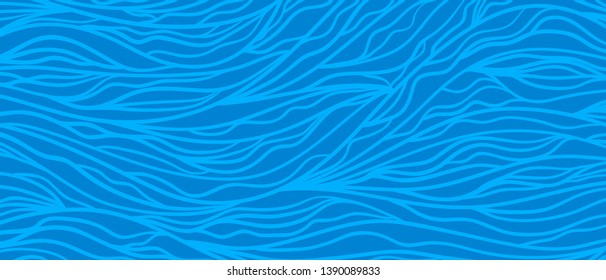 Colored wavy background. Hand drawn abstract waves. Stripe texture with many curly lines. Waved pattern. Print for design