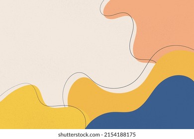 Formas onduladas de color con líneas de contorno curvo fondo vectorial en estilo retro