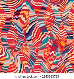 Colored wavy geometric. Seamless pattern