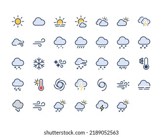 Colored Weather Icon set - Perfect for Weather API - Vector