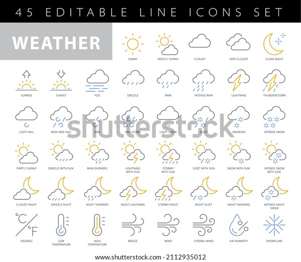 Colored Weather Outline Vector Icons Stock Vector (Royalty Free ...