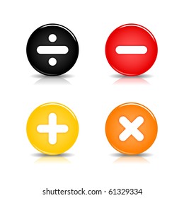 Colored web 2.0 button with math symbols. Round shapes with reflection and shadow on white background. 10 eps