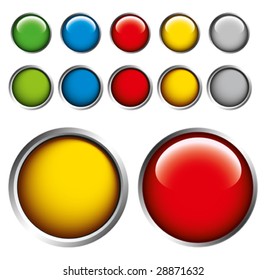 colored web buttons isolated on white background