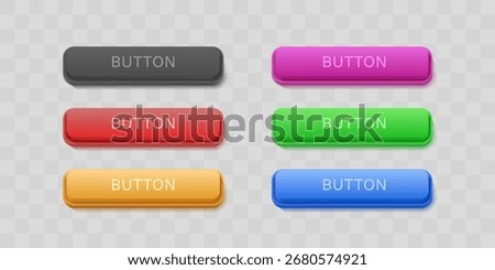 Colored web buttons for mouse click on transparent background. Vector illustration