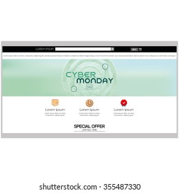 Colored web template with a cyber monday theme