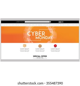 Colored web template with a cyber monday theme
