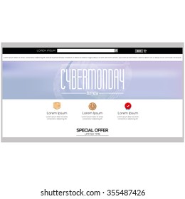 Colored web template with a cyber monday theme