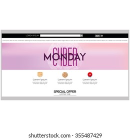 Colored web template with a cyber monday theme