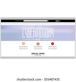 Colored web template with a cyber monday theme