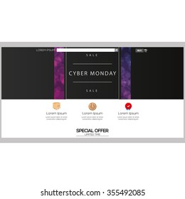 Colored web template with a cyber monday theme