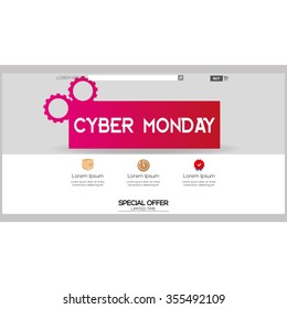 Colored web template with a cyber monday theme