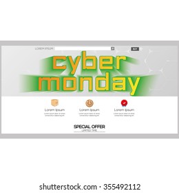 Colored web template with a cyber monday theme