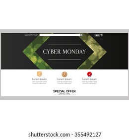Colored web template with a cyber monday theme