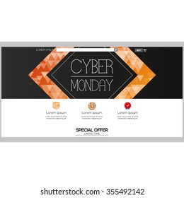 Colored web template with a cyber monday theme