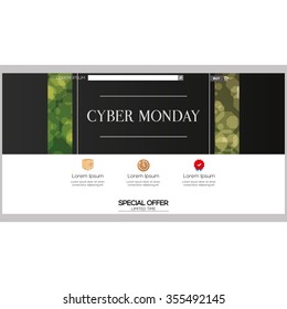 Colored web template with a cyber monday theme