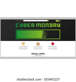 Colored web template with a cyber monday theme