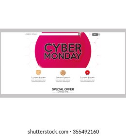 Colored web template with a cyber monday theme
