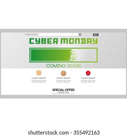 Colored web template with a cyber monday theme