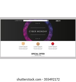 Colored web template with a cyber monday theme