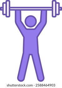 Colored Weightlifting Icon. Vector Drawing. Athlete Lifting Barbell. Strength Training. Sport and Gym Concept