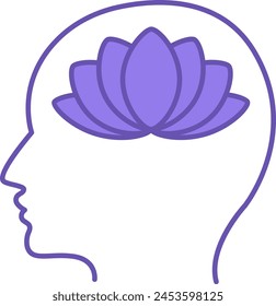 Colored Wellbeing Icon. Vector Icon of Man and Lotus Flower. Mental Health. Yoga and Meditation. Wellness Concept