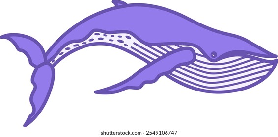 Colored Whale Icon. Vector Illustration. Marine Mammal, Killer Whale, Fish. Animal Concept