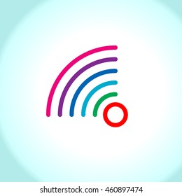 colored Wi-Fi icon pointing to the left with an empty circle in the middle
