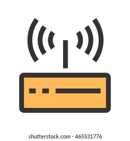 Colored wi-fi router vector icon. High-tech technology items.