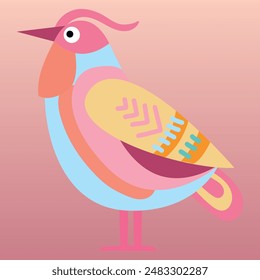 colored wild chubby beautiful bird folklore vector nature animal gradient
