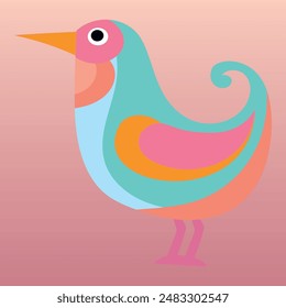 colored wildlife cute beautiful bird folklore vector animal gradient