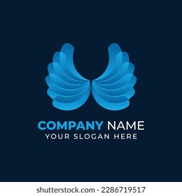 Colored wings logo in flat vector design